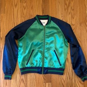 Shiny Green & Navy Bomber Jacket